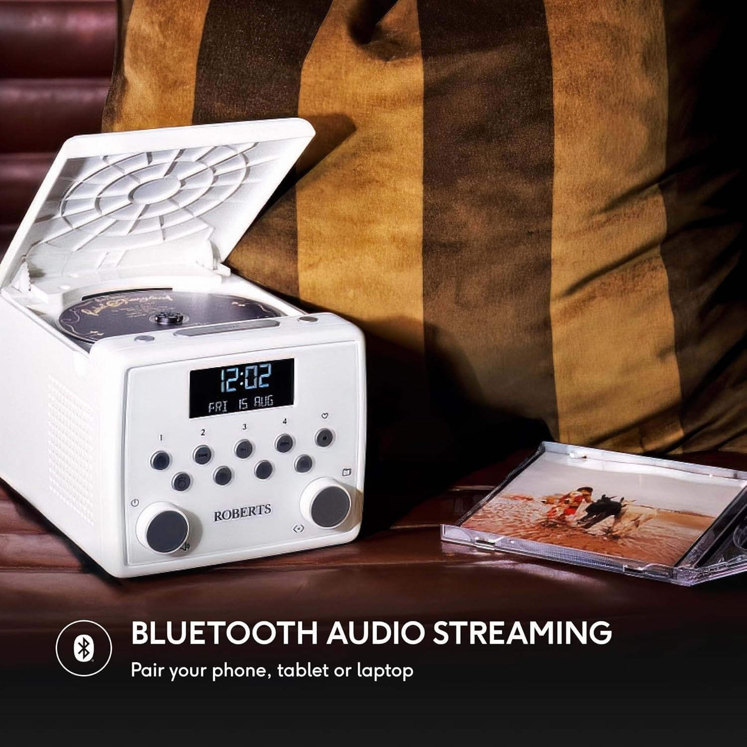 FM/DAB/DAB+ Digital Radio with Bluetooth, CD Player & Alarms – White