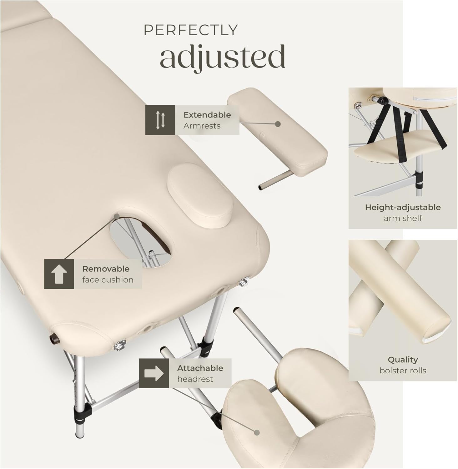 Portable Massage Table Foldable Height Adjustable Aluminium Beauty Bed + Bag