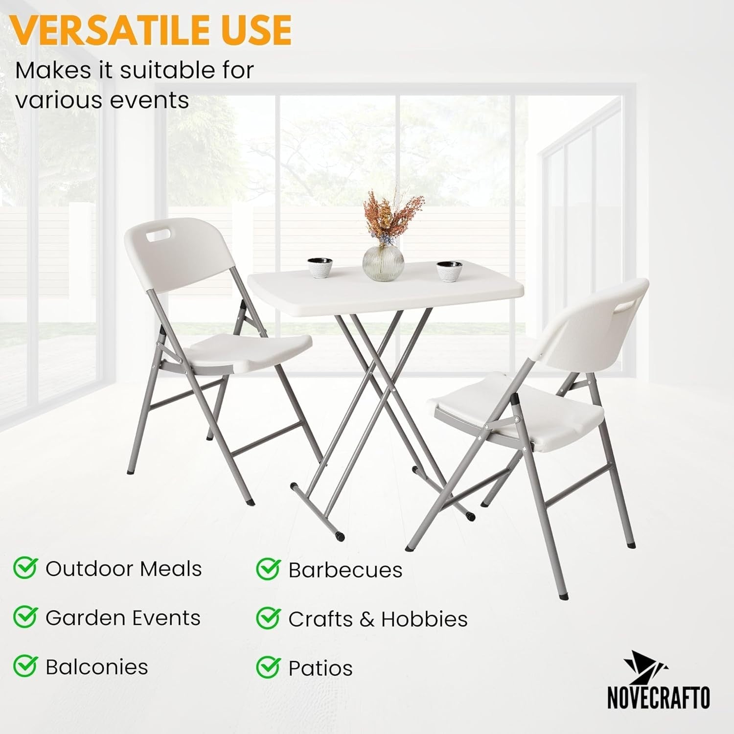 Portable Folding Table & Chairs Set Adjustable Height Outdoor Picnic Patio