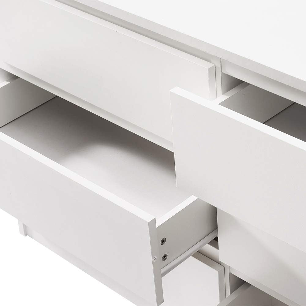 White 6 Drawer Chest | Wide Bedroom Storage Unit | Modern Flat-Pack Cabinet
