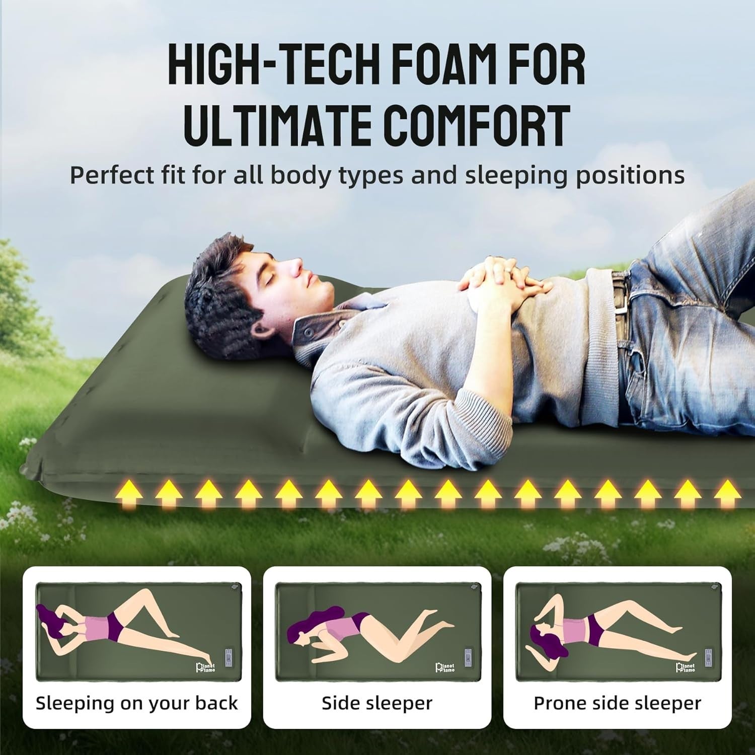 Self Inflating Camping Mat with Built-In Pump – Portable Air Mattress