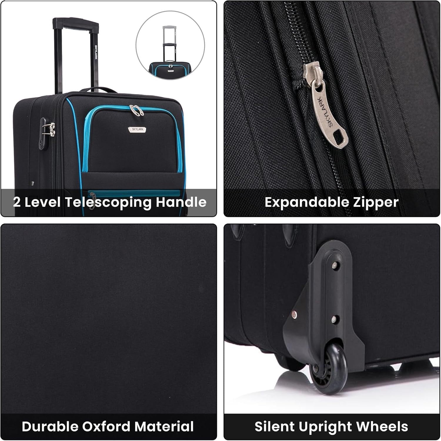 29'' Large Soft Shell Suitcase Expandable Lightweight Check In Luggage 2 Wheel