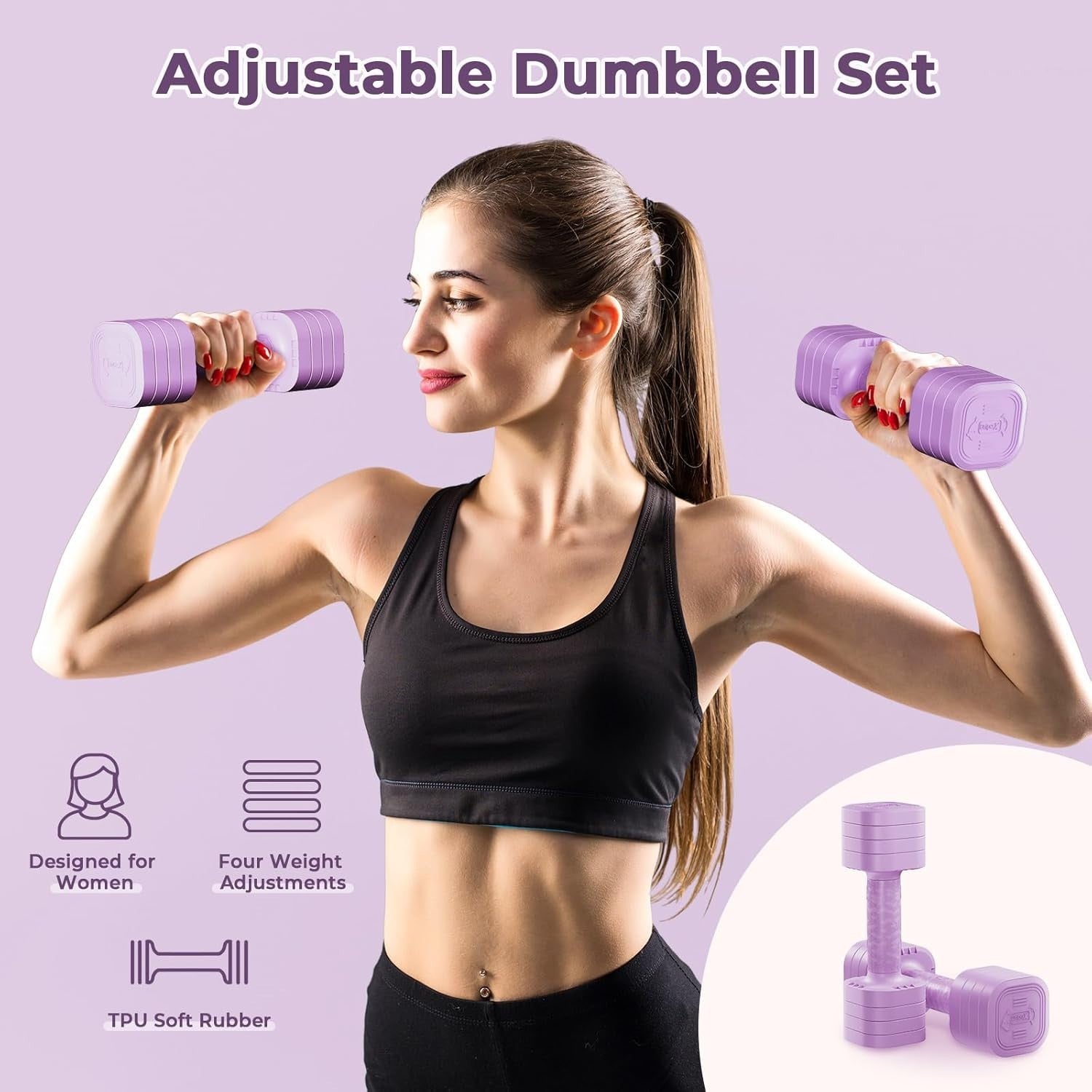 Adjustable Dumbbells 2.5KG Pair 4-in-1 Compact Non-Slip Fitness