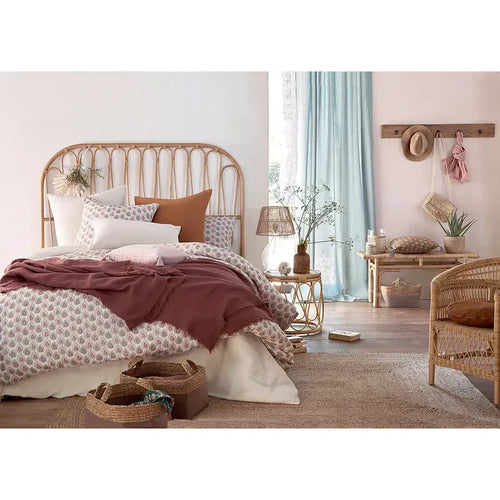Natural Rattan End of Bed Bench Cane Seat | Boho Bedroom Hallway Stool
