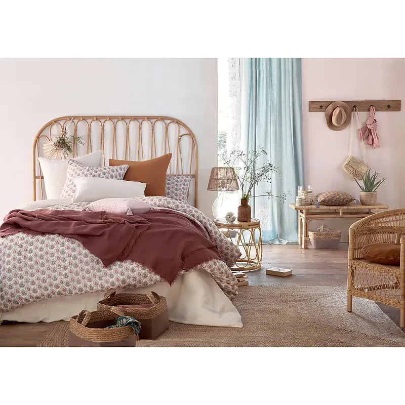Natural Rattan End of Bed Bench Cane Seat | Boho Bedroom Hallway Stool