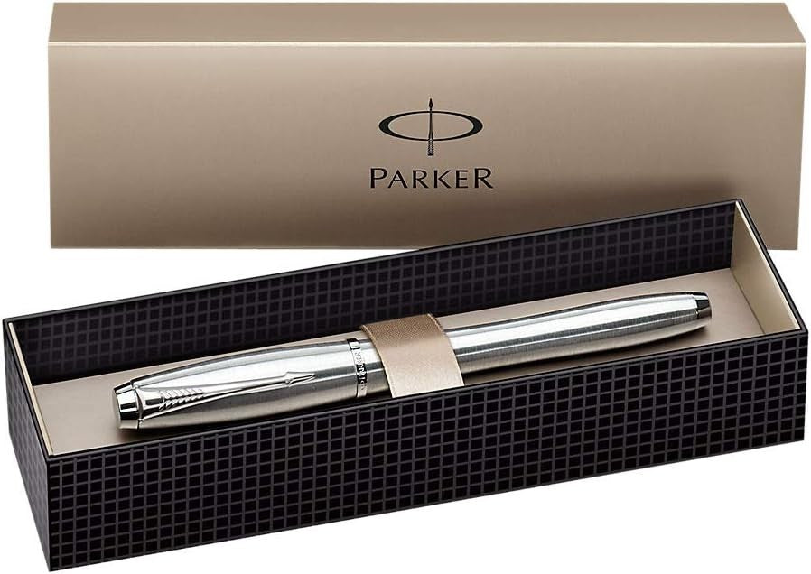 Metal Fountain Pen Metallic Chrome Trim Blue Ink Medium