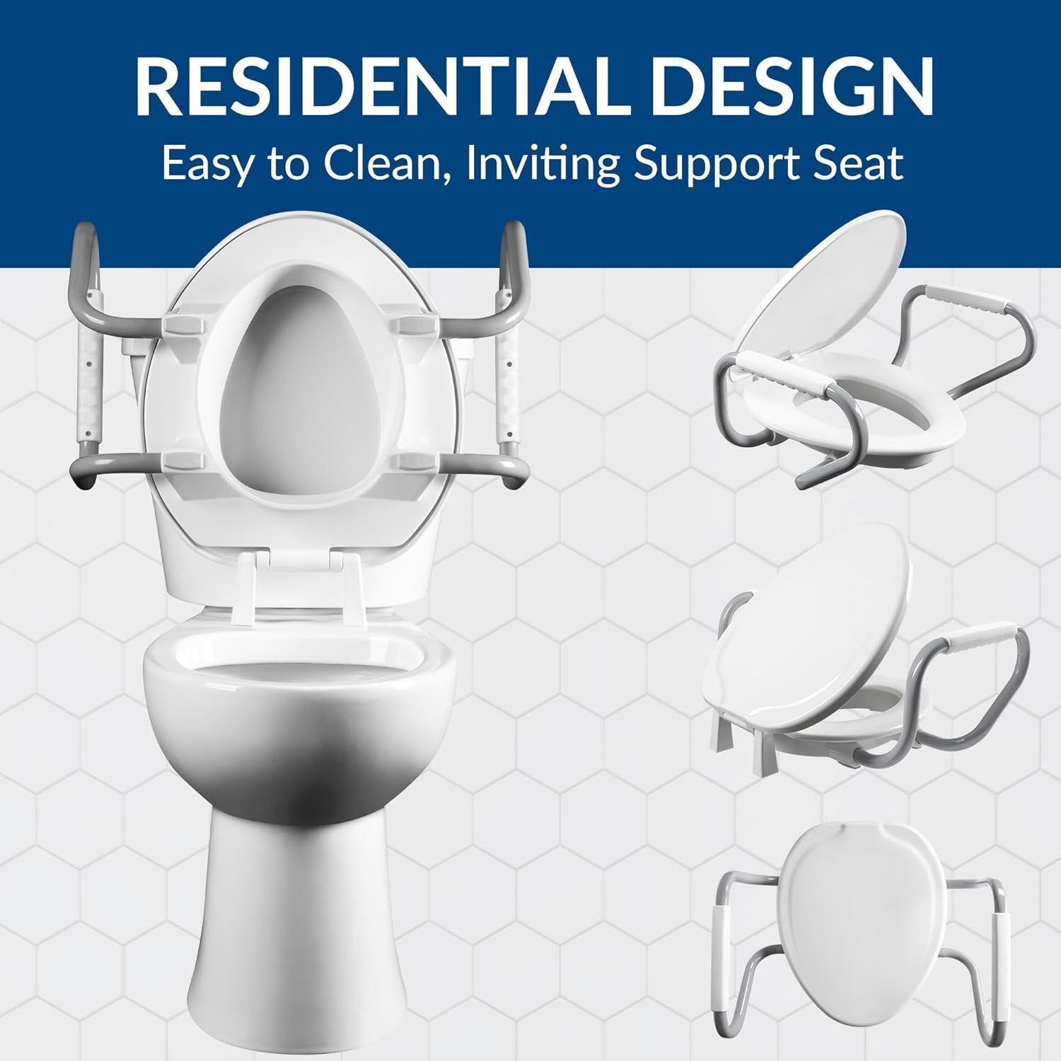 3" Raised Toilet Seat Bundle with Support Arms & Bidet Easy Install White