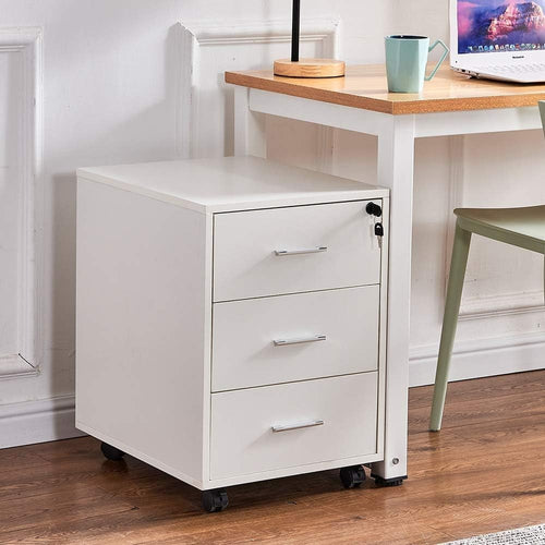 Locking Rolling Desk Pedestal 3 Drawer Under Desk File Storage Unit