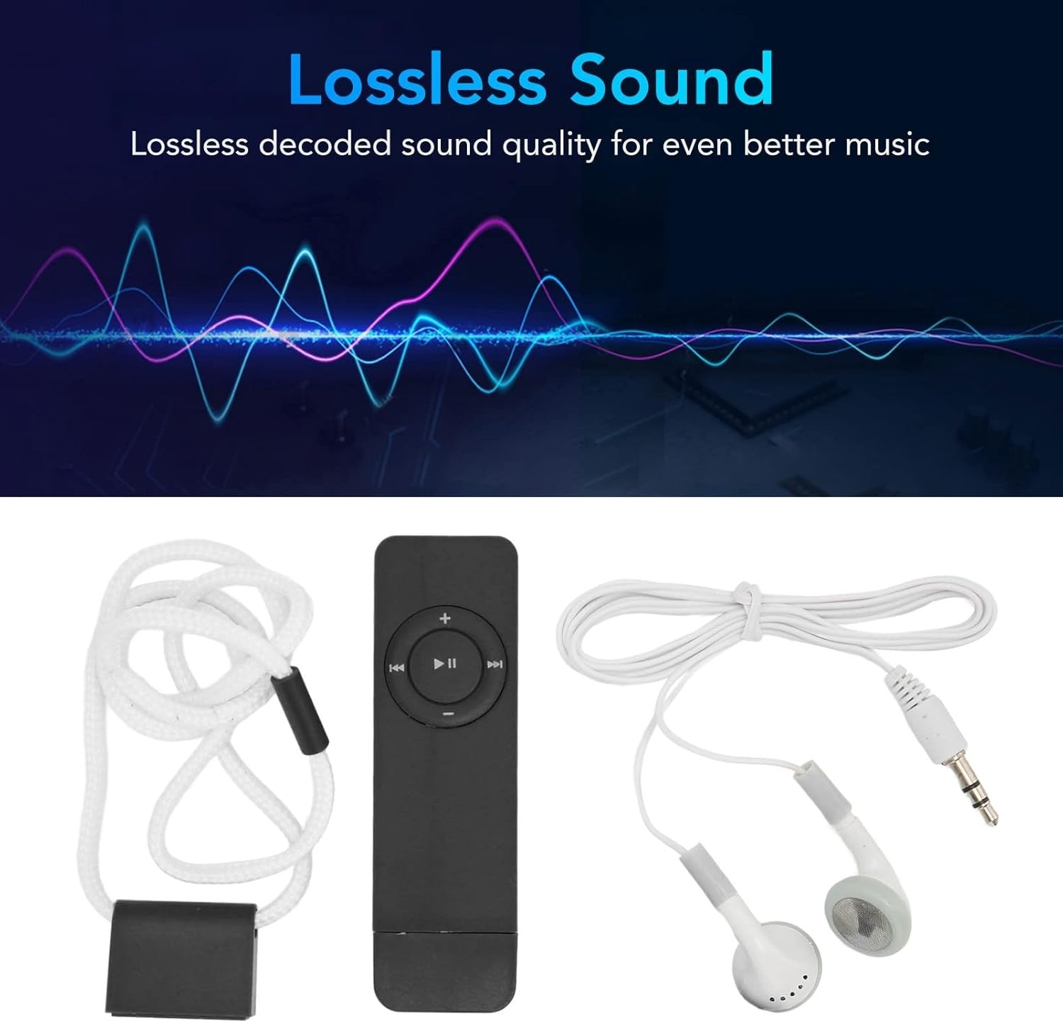 USB MP3 Player Lossless Sound Student Kids TF 64GB Black