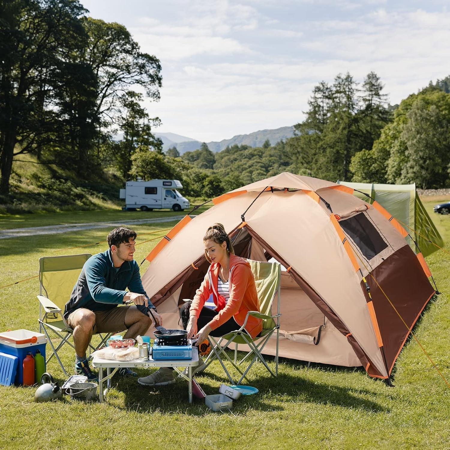 3 Person Pop Up Camping Tent Waterproof Double Layer