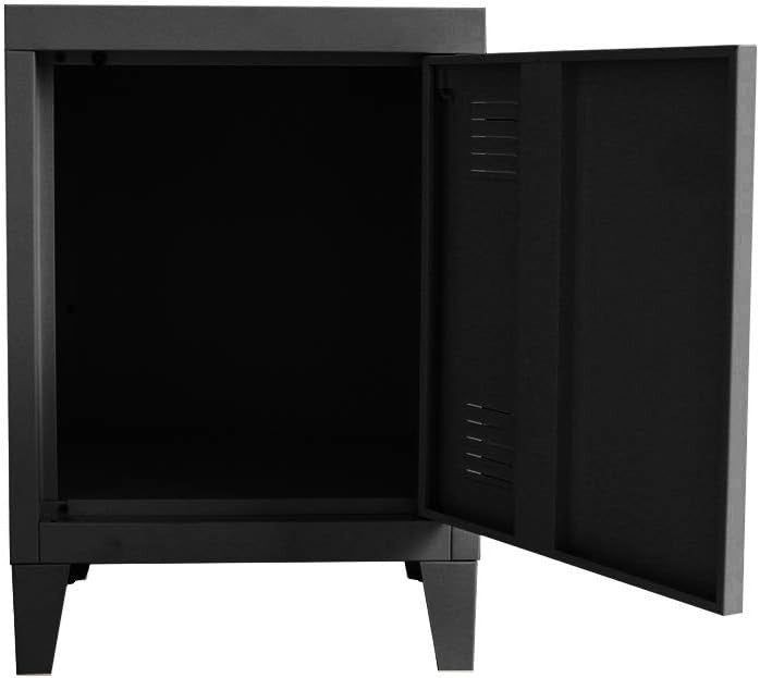 Black Metal Bedside Filing Cabinet Under Desk Storage Nightstand