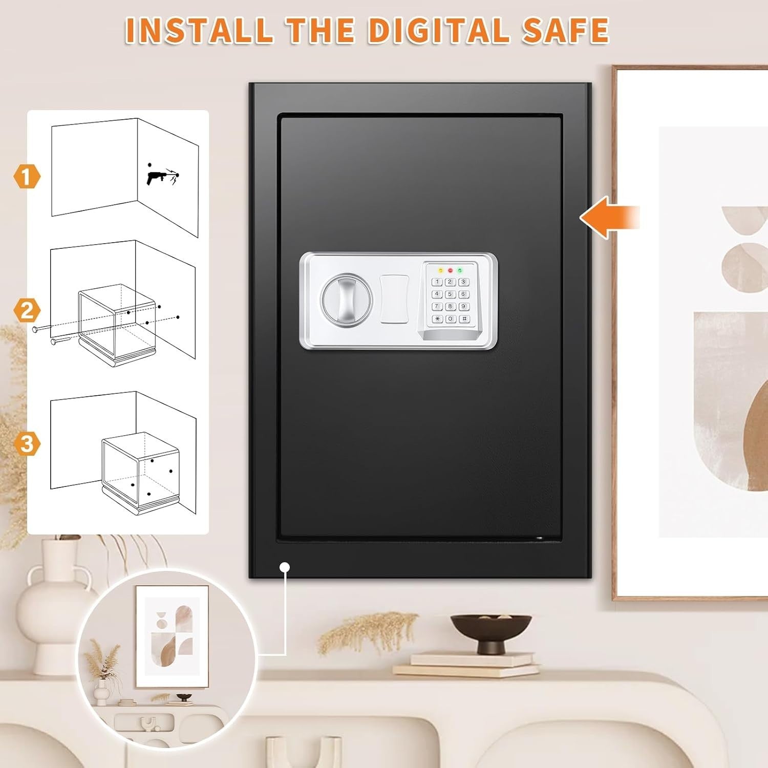64L Digital Safe Box A4 Document Safe Alarm Security Cabinet Lock