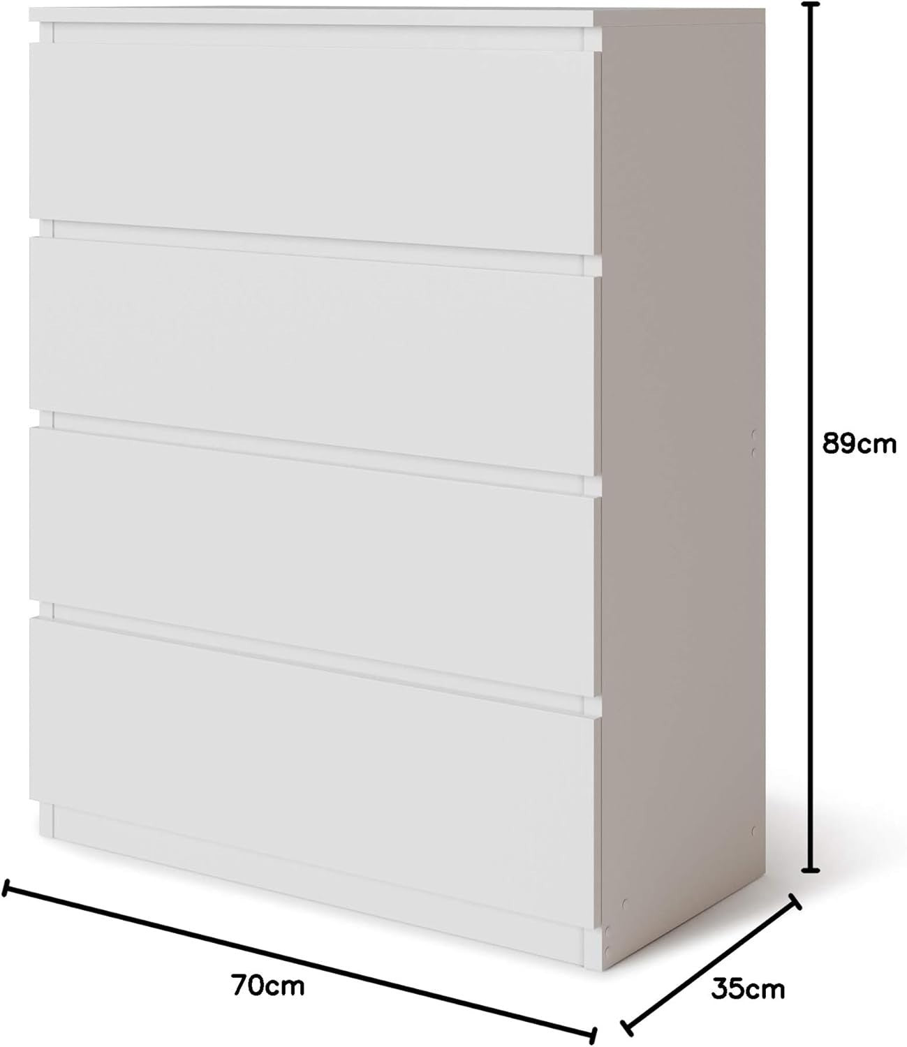 Modern 4 Drawer White Chest Bedroom Storage Cabinet Minimalist Design