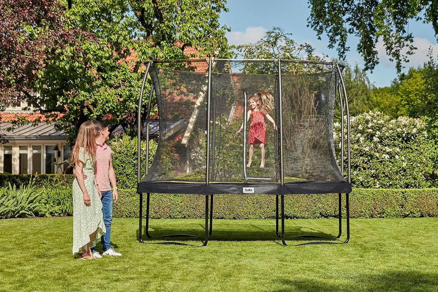 Rectangular Garden Trampoline Safety Net Galvanised Springs 10x7ft