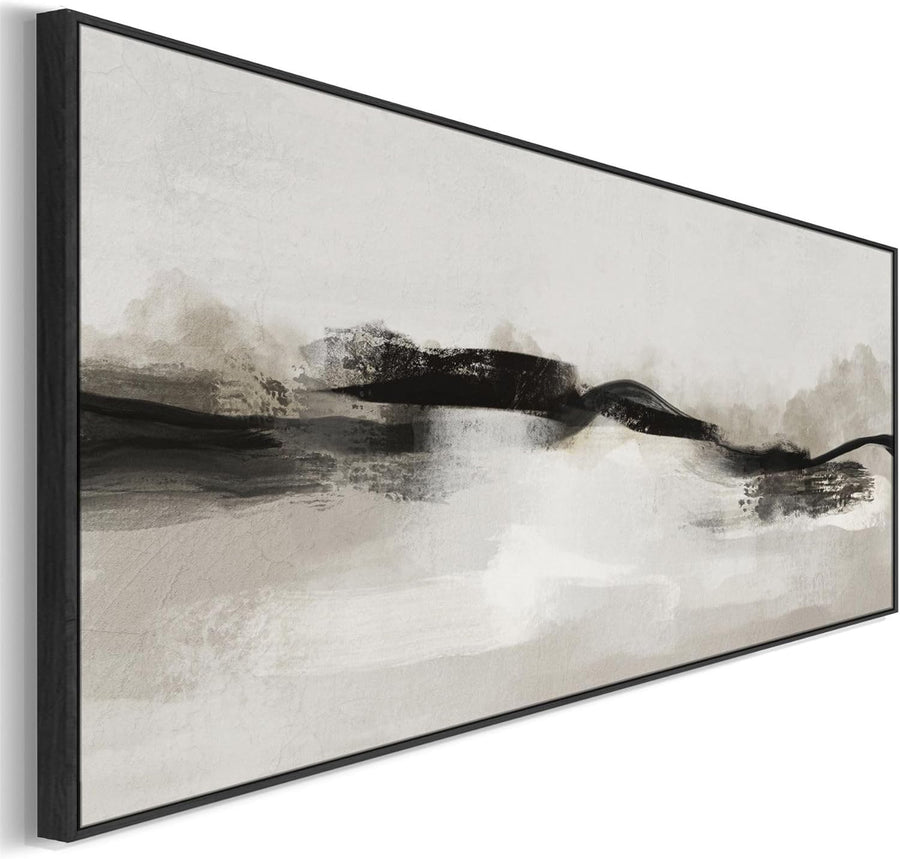 Neutral Greige Panoramic Wall Art – Modern Abstract Horizontal Decor 143x52cm