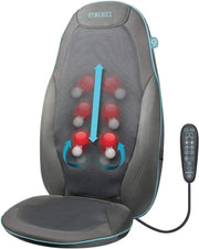 Gel Shiatsu Back Massager Chair Pad Heat Rolling Full Back Relief Home Office