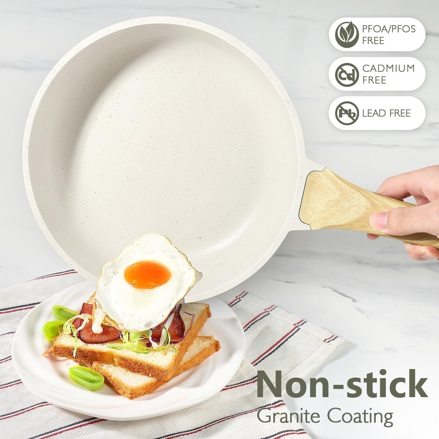 17pcs White Granite Non Stick Induction Safe Cookware Set Ceramic Pots Pans
