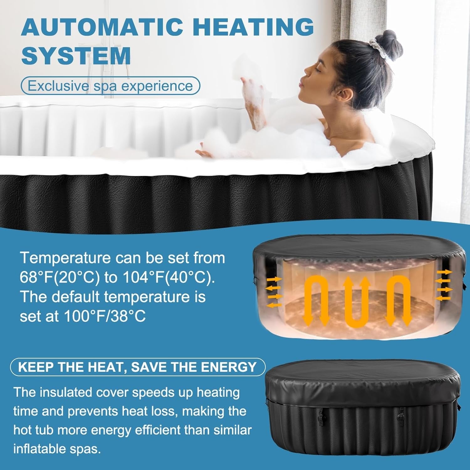 Inflatable Hot Tub Spa LED Light Heated Portable 2–4 Person Indoor Outdoor