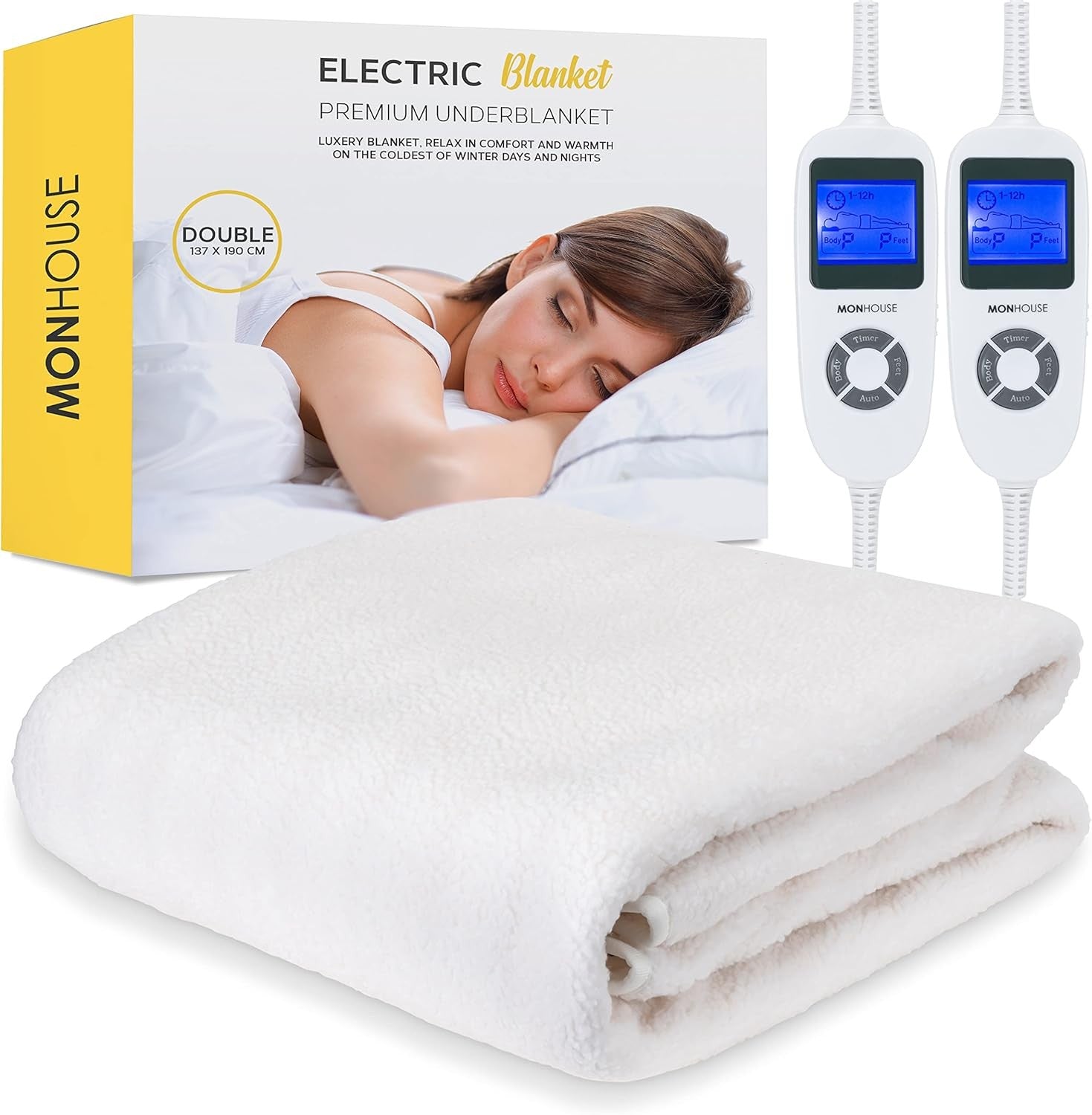 Double Electric Heated Underblanket 137x190cm Dual Control 9 Heat Washable
