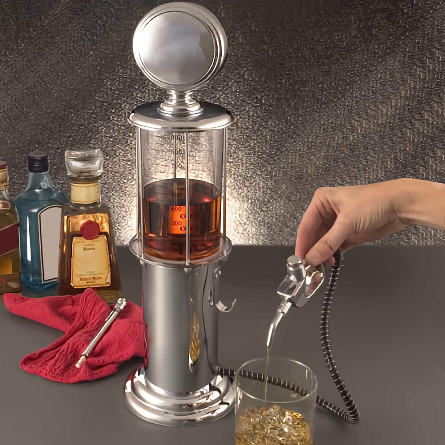 Gas Pump Whiskey Dispenser 1000ml Retro Drinks Server for Beer Rum Vodka Bar