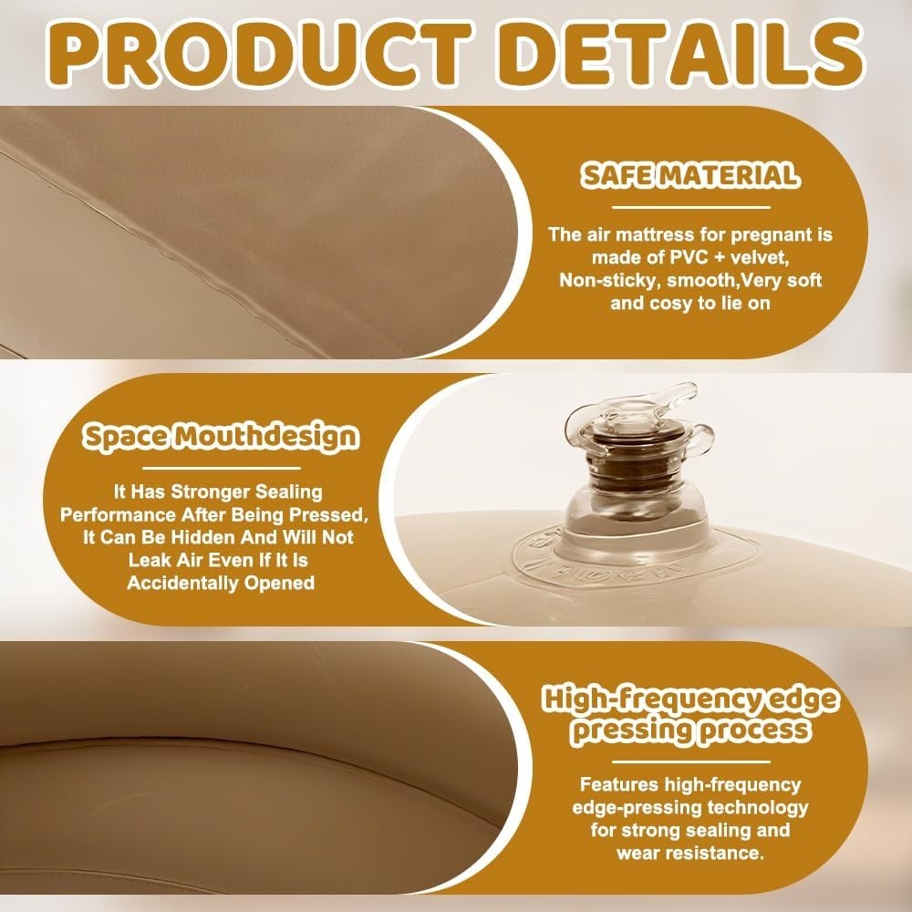 Inflatable Pregnancy Pillow With Pump 32x32 Maternity Belly Support