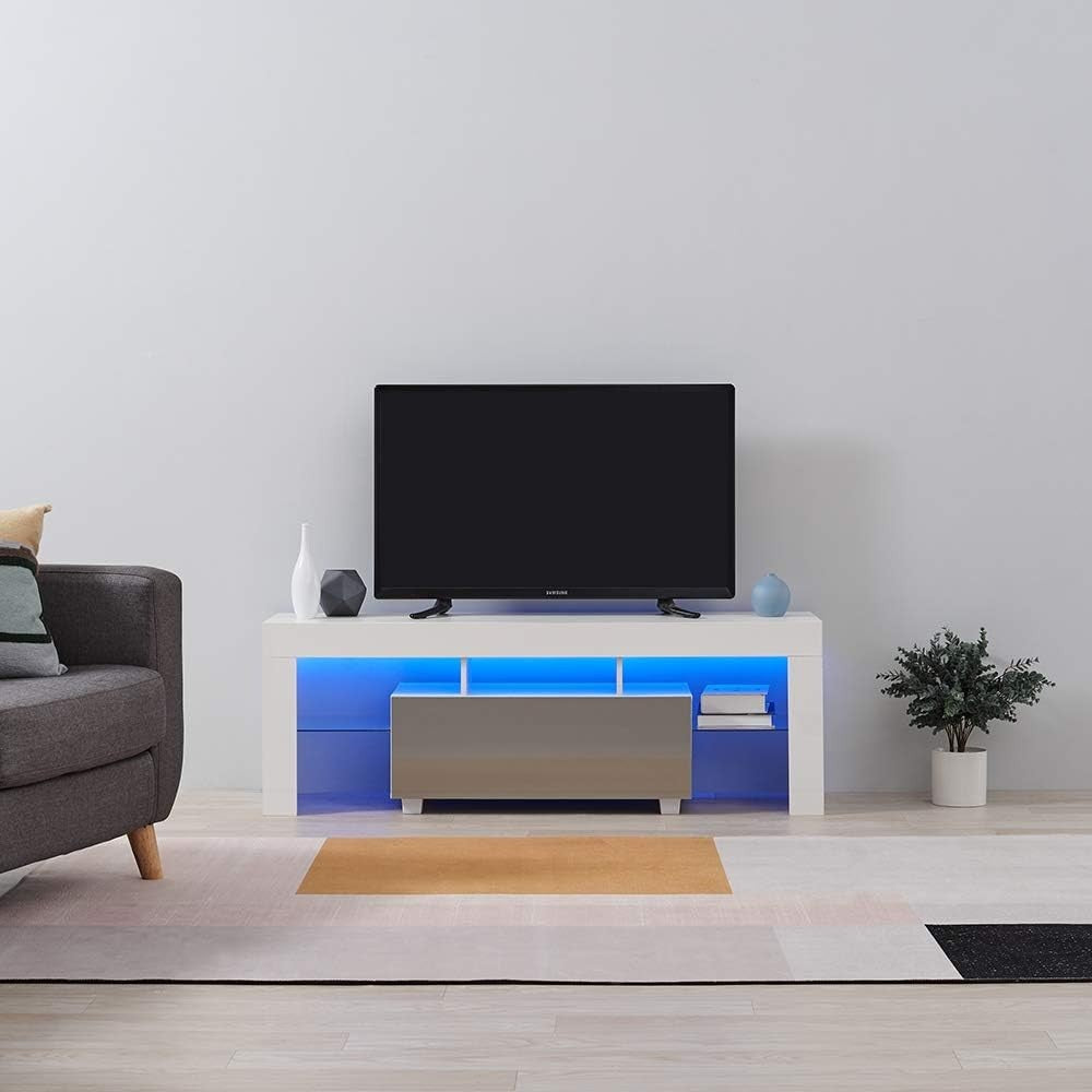 51" LED TV Stand Cabinet Glass Shelves Storage Drawer for 32-55" TVs