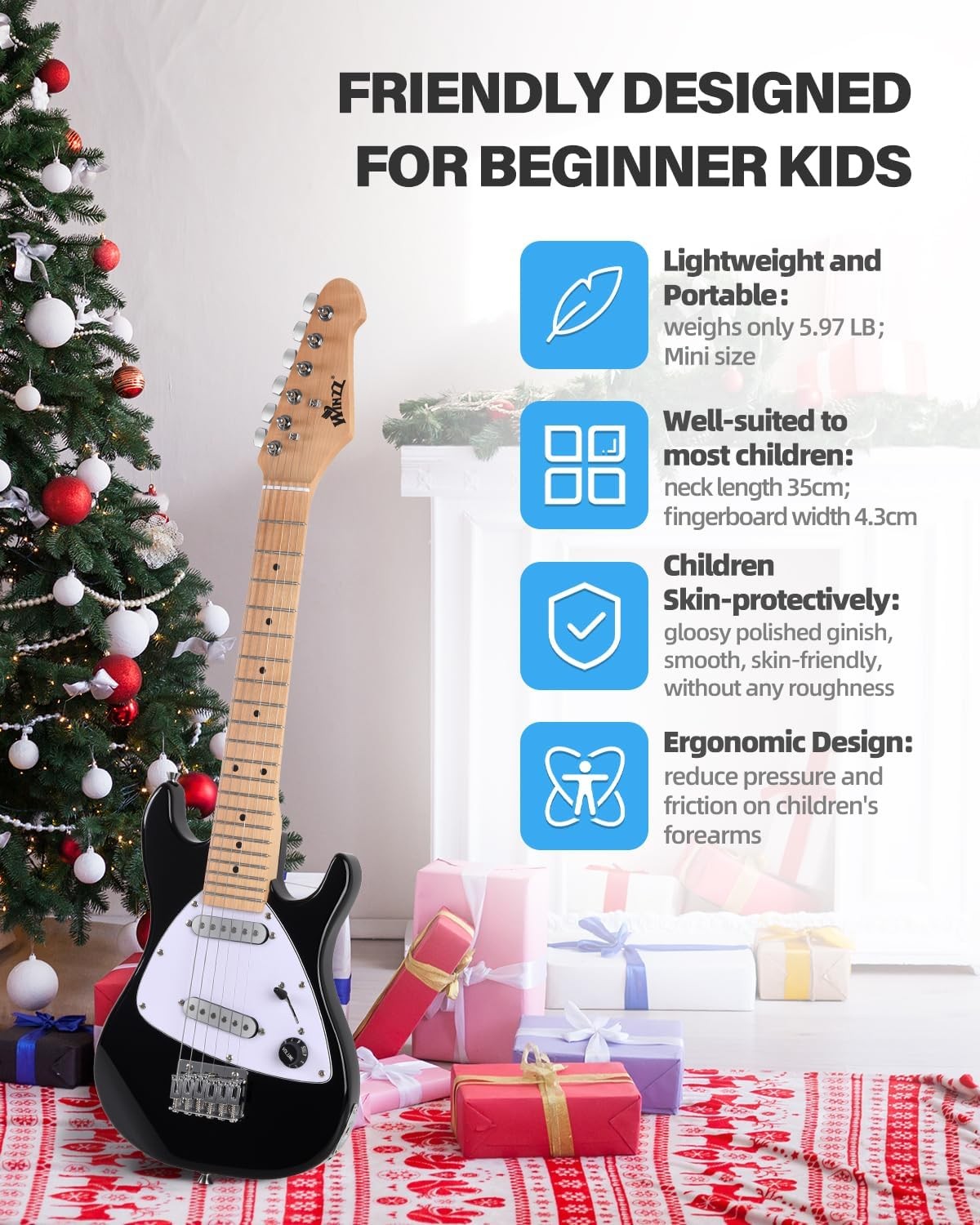 Kids Electric Guitar 30" 1/4 Size Starter Kit w/ Amp & Bag