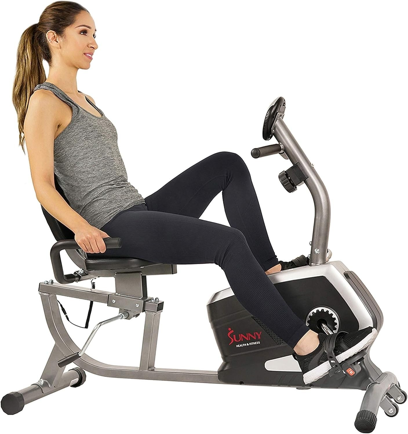 Recumbent Exercise Bike + Folding Magnetic Rower Set LCD Monitors 8-Level 135KG