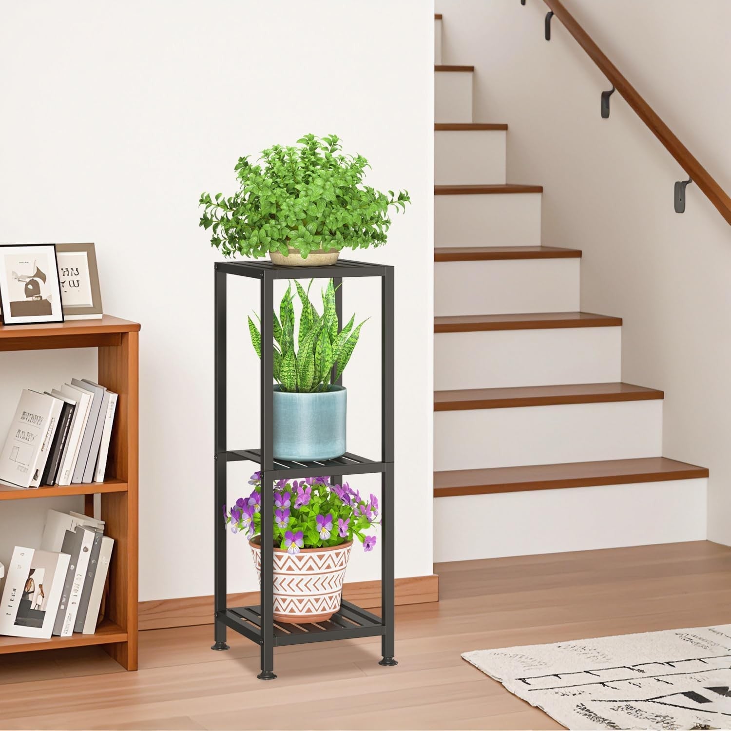 3 Tier Black Metal Plant Stand Indoor Outdoor Tall Flower Shelf Display Rack