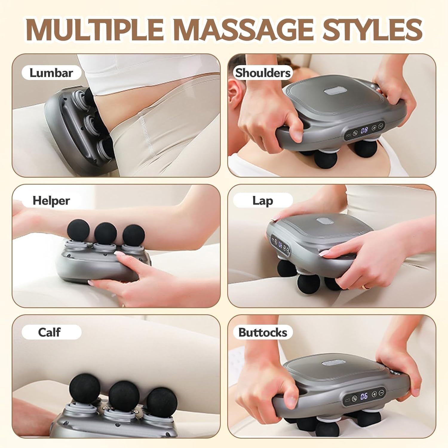 Deep Tissue Massage Gun 6 Head Body Massager 9 Modes Pain Relief Muscle Therapy