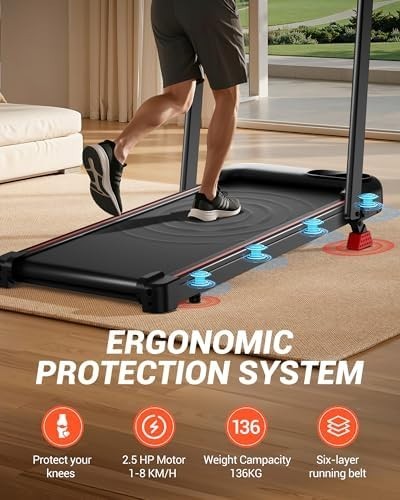 4-in-1 Foldable Incline Treadmill 15%, 8km/h, 2.5HP, Under-Desk Home Office