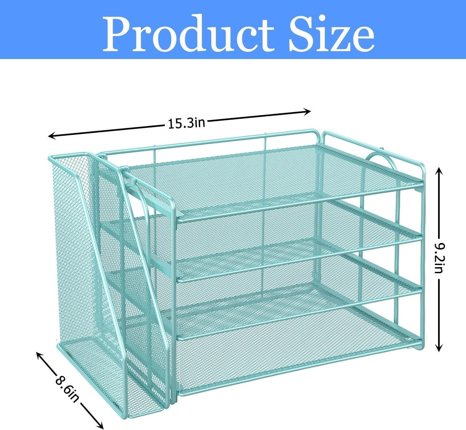 4-Tier Desk Organizer with Magazine Rack | Metal File & Paper Storage