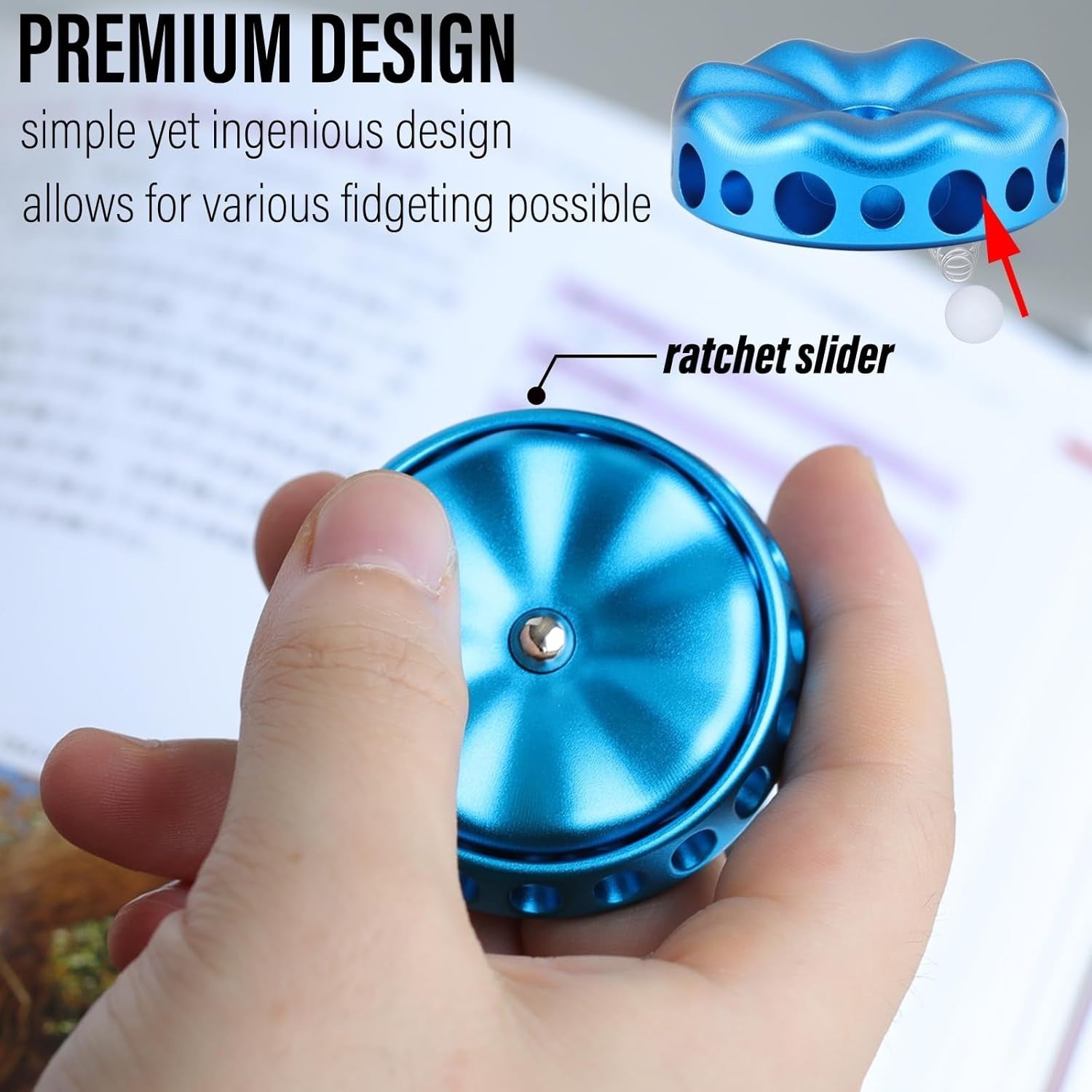 Silent Blue Metal Flower Fidget Spinner DIY Desk Coin Stress Toy