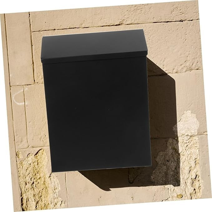 Wall Mount Locking Mailbox Black Iron Outdoor Post Box Weatherproof Slim Design