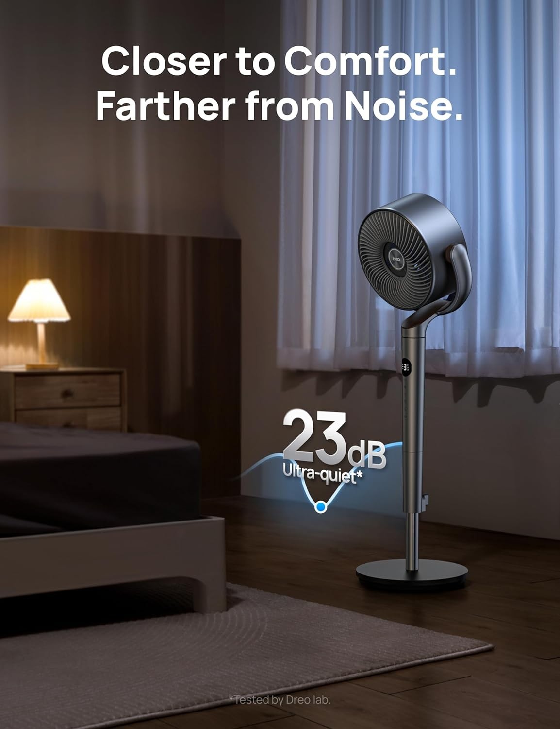 Cool Standing Floor Fan with Remote Control - 8 Speeds 3 Modes Adjustable Silver