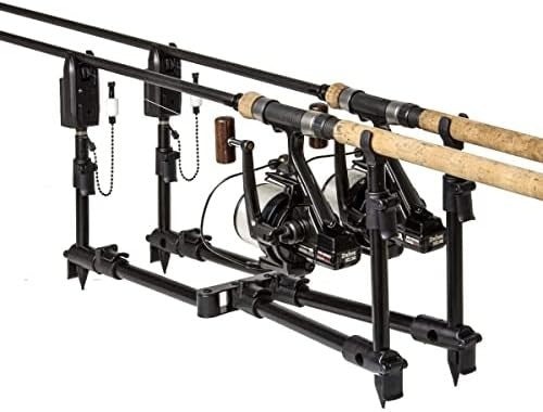 Ultra Compact Fishing Rod Pod Adjustable Carry Case Matt Black Setup
