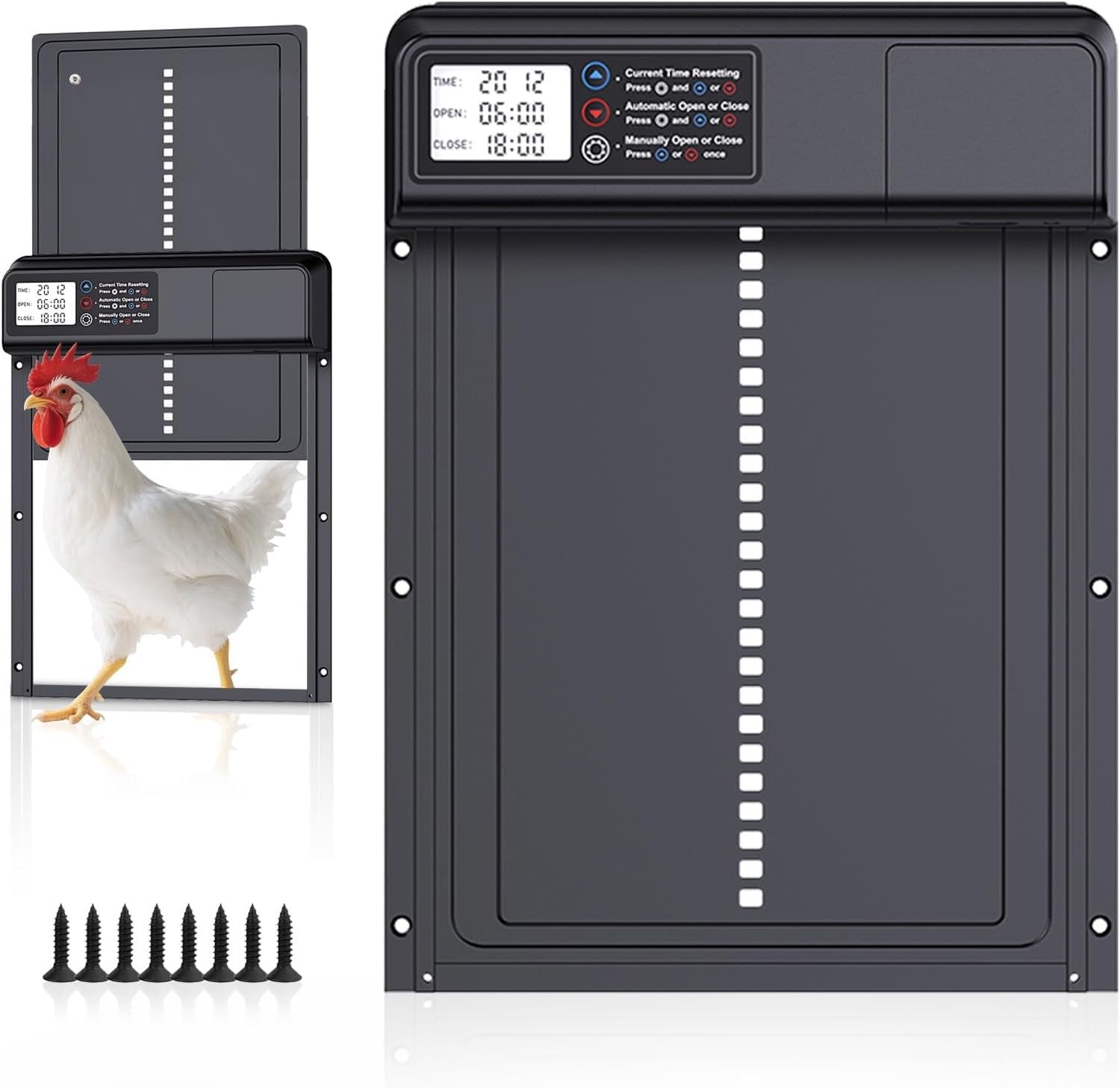 Automatic Chicken Coop Door Battery Powered Timer LCD Anti Pinch Waterproof