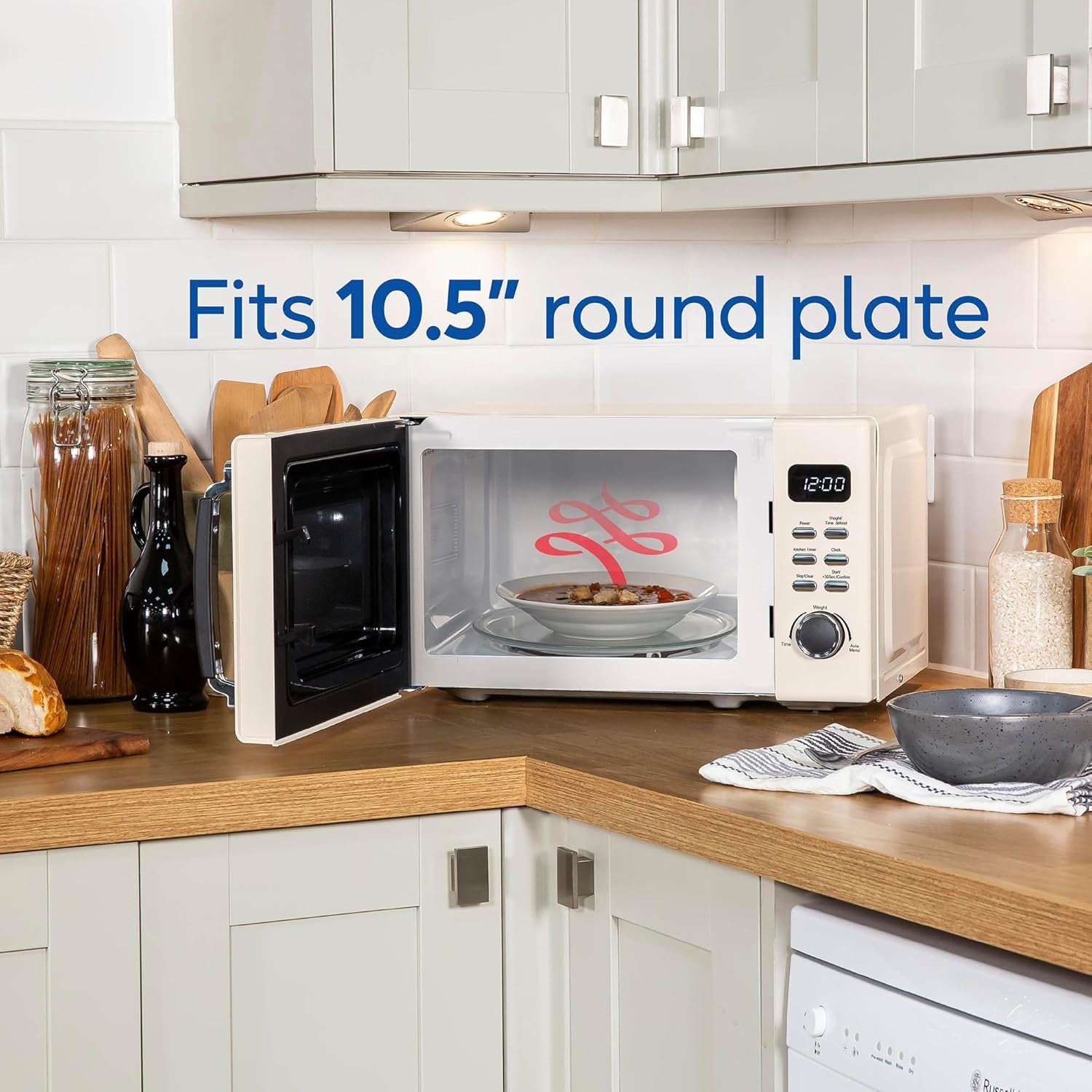 Russell Hobbs 20L 800W Digital Microwave 8 Auto Cook Cream Mirror Finish