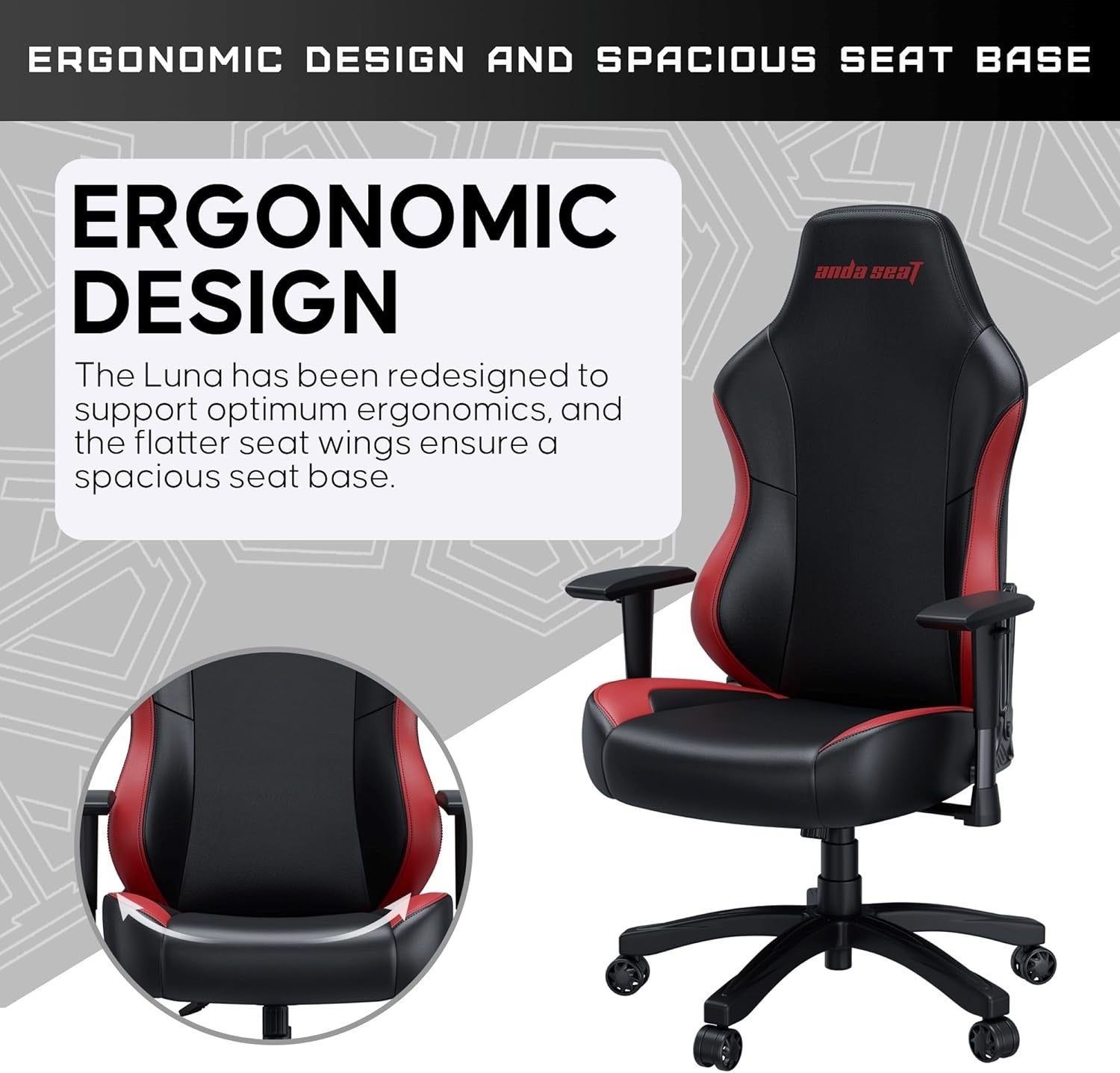 Large Ergonomic Gaming Chair Reclining PVC Leather Black Red