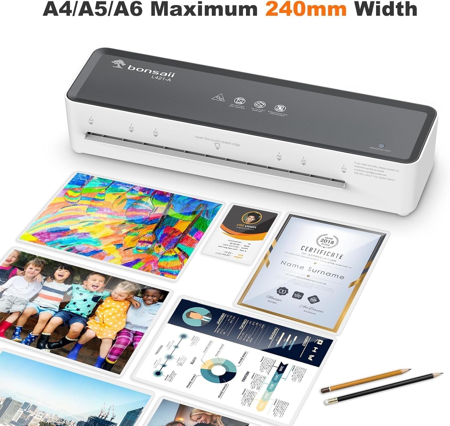 A4 Laminator Machine Compact Quiet Fast Jam Release + 5 Pouches