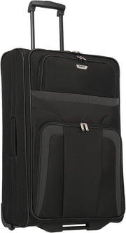 Large Soft Shell Travel Suitcase 2 Wheel Trolley 73cm 80L Black