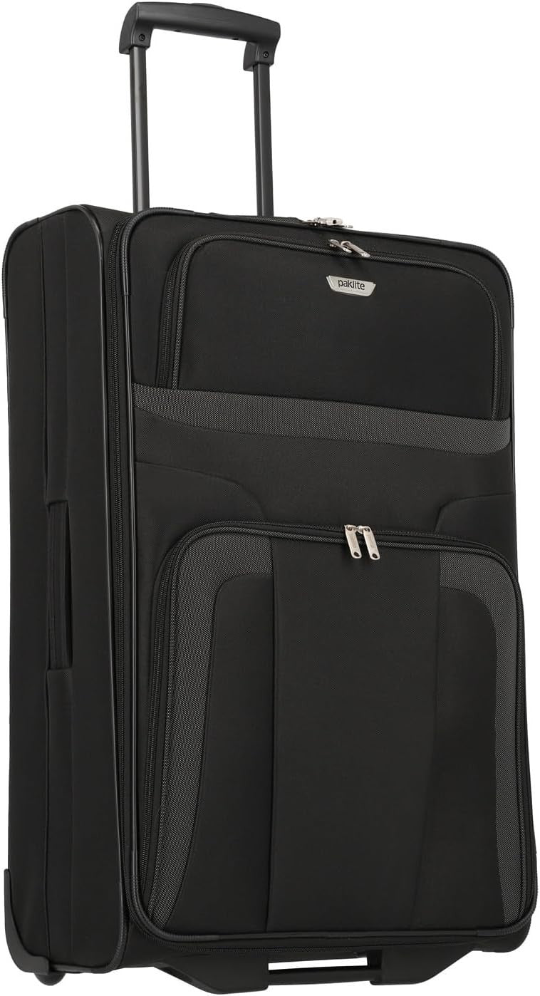 Large Soft Shell Travel Suitcase 2 Wheel Trolley 73cm 80L Black