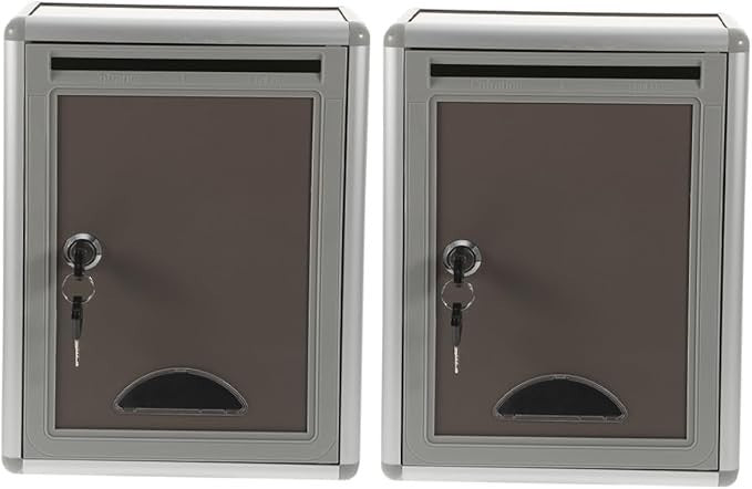 Lockable Wall Mounted Mailbox Set Metal Post Boxes for Home Office Security