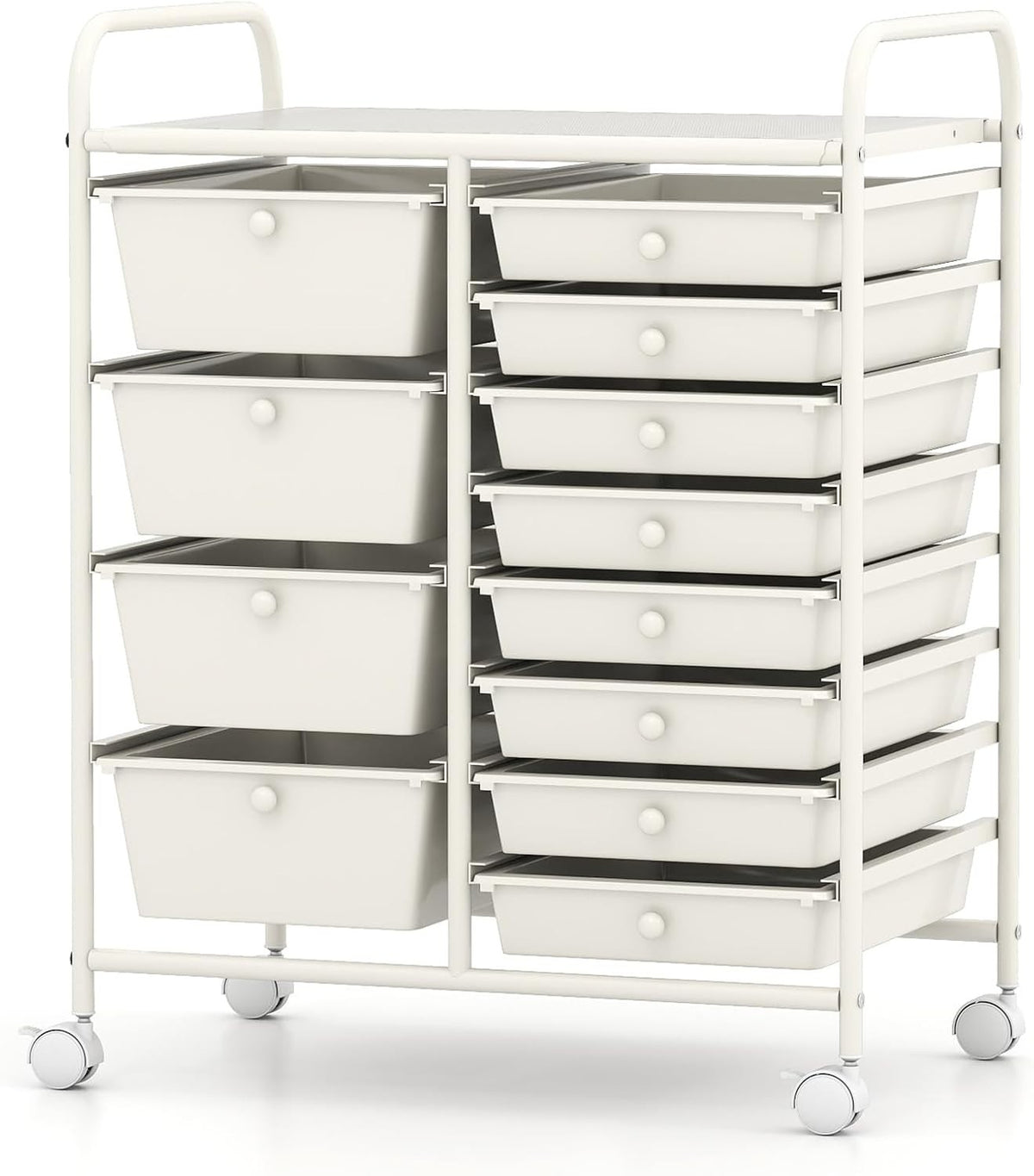 12 Drawer Rolling Storage Cart Utility Trolley Organiser Lockable Wheels