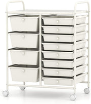 12 Drawer Rolling Storage Cart Utility Trolley Organiser Lockable Wheels