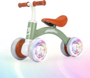 Baby Balance Bike 4 Wheel Toddler Ride On Adjustable Seat Green Bike