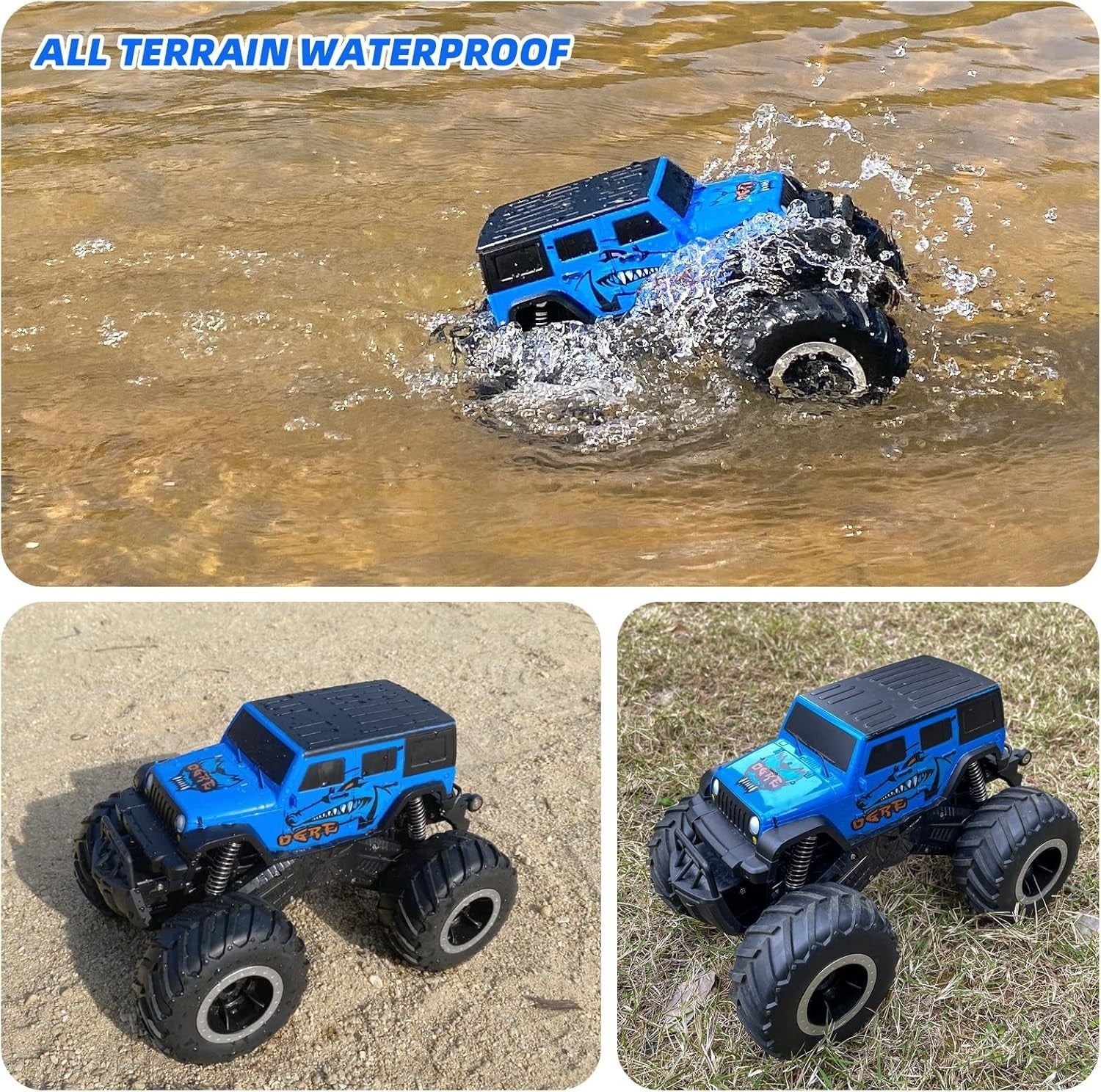 Amphibious 4WD RC Monster Truck Car Kids | 360° Flip, Waterproof, 1:16, 20km/h