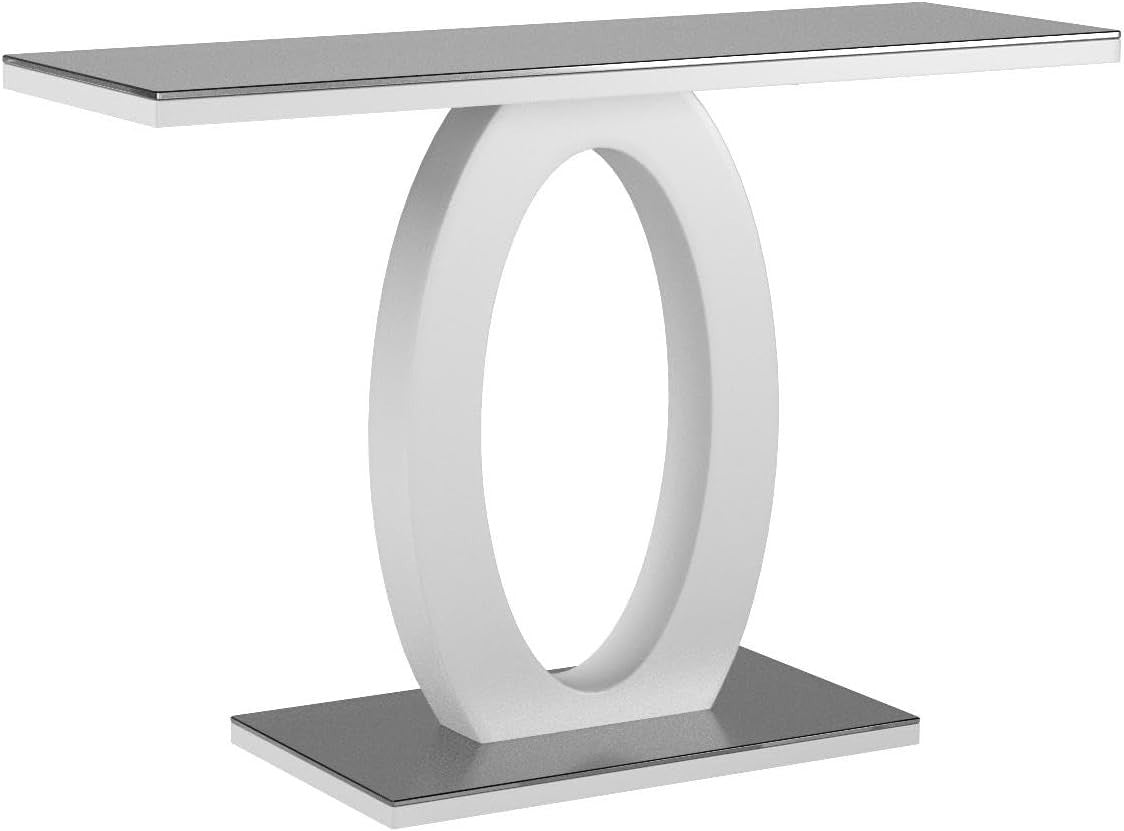 120cm Grey White Console Table – High Gloss Glass Top Modern Hallway Unit