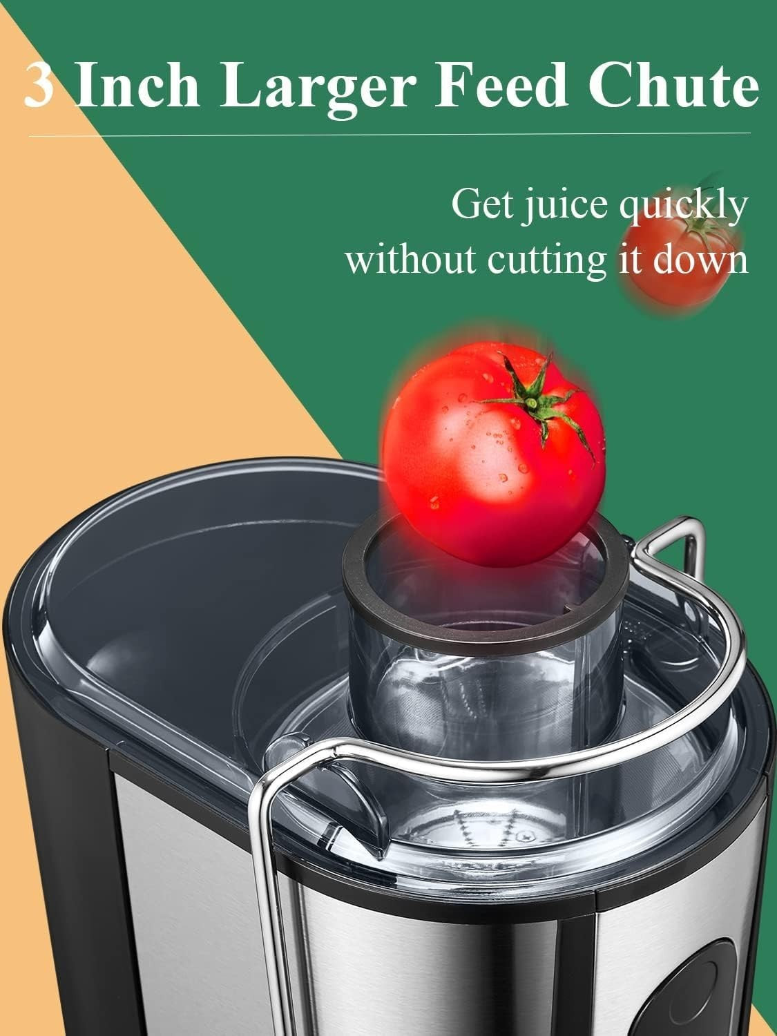 900W Centrifugal Juicer 3in Wide Chute Whole Fruit Low Noise Easy Clean