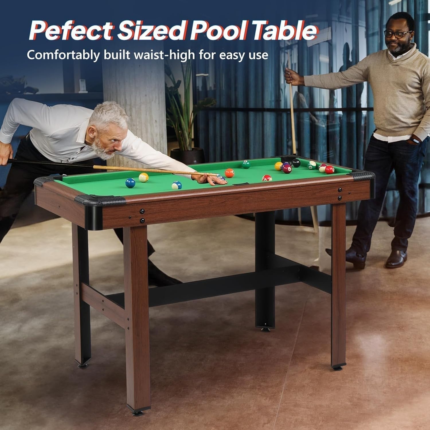 4FT Home Billiards Game Table Wooden Snooker Set for Kids Adults